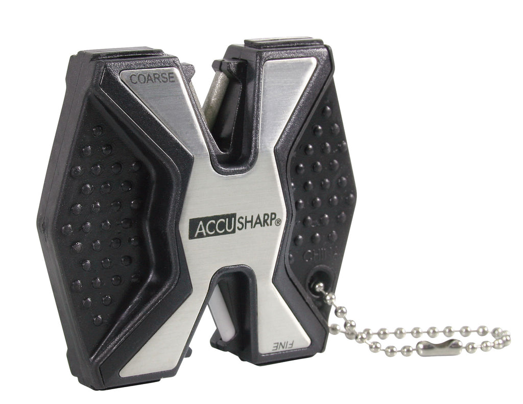 AccuSharp 017C Diamond Pro 2Step Sharpener Hand Held FineCoarse Diamond Ceramic Sharpener BlackWhite Aluminum