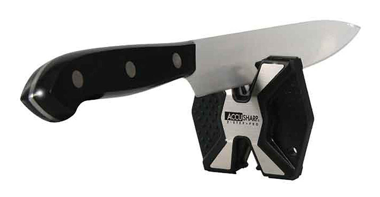 AccuSharp 017C Diamond Pro 2Step Sharpener Hand Held FineCoarse Diamond Ceramic Sharpener BlackWhite Aluminum