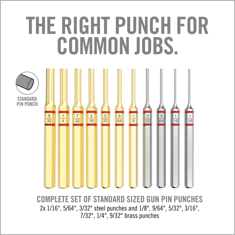 Jeu de chasse-goupilles Accu-Punch® 11 pièces en laiton et acier standard