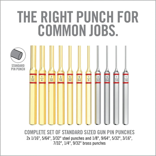 Jeu de chasse-goupilles Accu-Punch® 11 pièces en laiton et acier standard