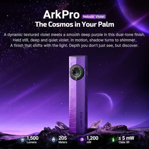 OLIGHT ArkPro EDC Flat Flashlight Rechargeable with Green Beam, UV and White LED,1500 Lumens USB-C Pocket Camping Flashlight, Spotlight Floodlight for Outdoor Emergency Working (Nebula Violet CW)