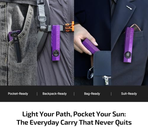 OLIGHT ArkPro EDC Flat Flashlight Rechargeable with Green Beam, UV and White LED,1500 Lumens USB-C Pocket Camping Flashlight, Spotlight Floodlight for Outdoor Emergency Working (Nebula Violet CW)