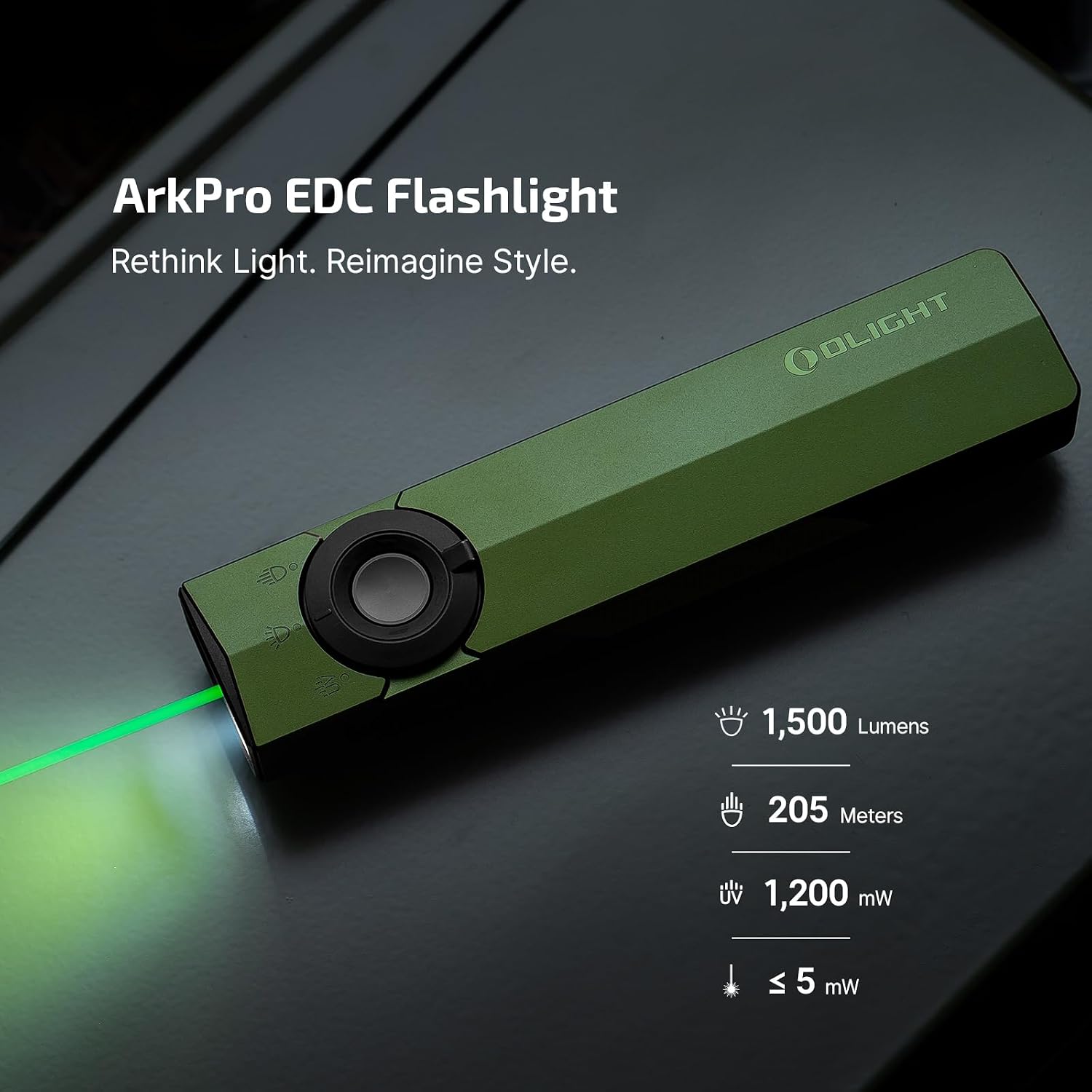 Olight ArkPro Rechargeable Flat EDC Flashlight 1500 Lumens